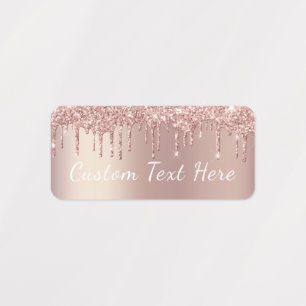 Rose Gold Glitter Stickers Personalised Text Name