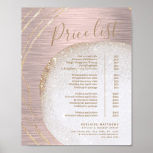 Rose Gold Glitter Stylist Salon Price List Menu Poster