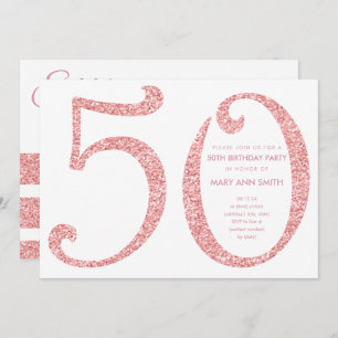 Rose Gold Glitter Surprise 50th Birthday Invitation