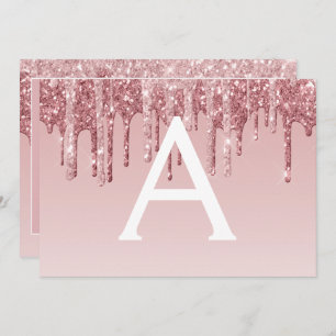 Rose Gold Glitter Sweet 16 Save the Date Invitation