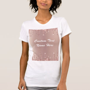 Rose Gold Glitter T-Shirt Personalised Text