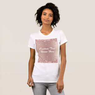 Rose Gold Glitter T-Shirt with Custom Text