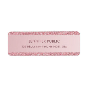 Rose Gold Glitter Template Elegant Return Address Label
