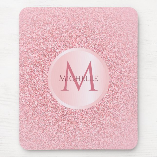Rose Gold Glitter Template Stylish Trendy Girly Mouse Pad (Front)