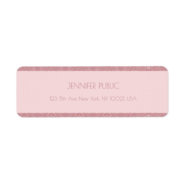 Rose Gold Glitter Template Trendy Return Address Label (Front)