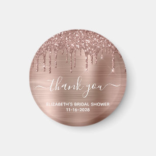 Rose Gold Glitter Thank You Party Shower Favour Magnet