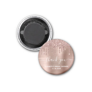 Rose Gold Glitter Thank You Party Shower Favour Magnet