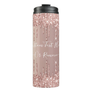 Rose Gold Glitter Thermal Tumbler with Custom Text