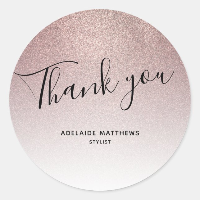 Rose Gold Glitter Trendy Hair Salon Makeup Artist Classic Round Sticker (Front)