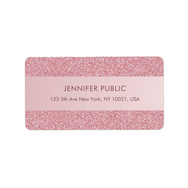 Rose Gold Glitter Trendy Template Elegant Address Label (Front)