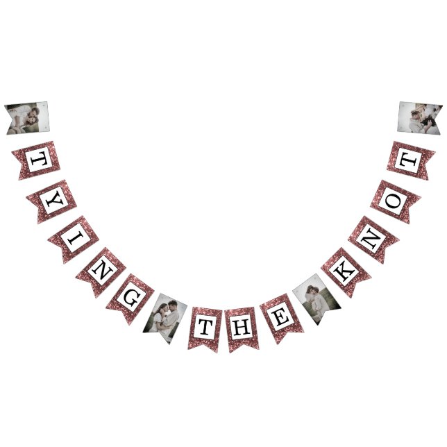 Rose Gold Glitter Tying The Knot Photo Bunting (All)