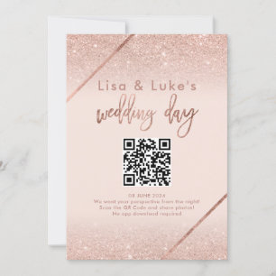 Rose gold glitter typography blush pink sign invitation
