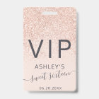 Rose gold glitter typography blush Sweet 16 VIP