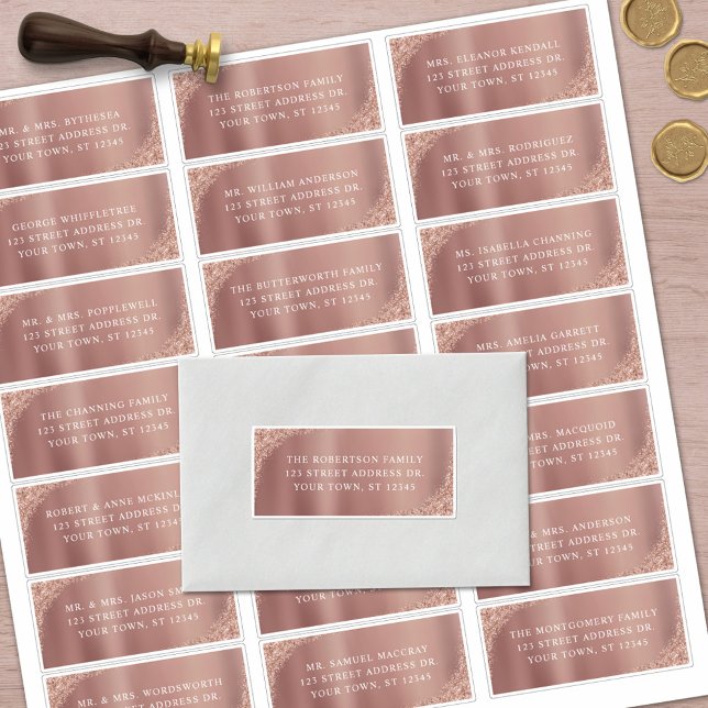 Rose Gold Glitter Wedding Guest Address Labels (Creator Uploaded)