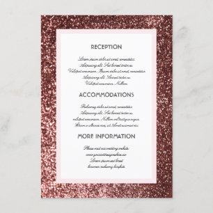 Rose Gold Glitter Wedding Information Guest Card