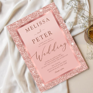 Rose Gold Glitter Wedding Invitation