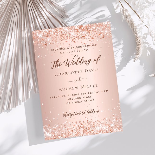 Rose gold glitter wedding invitation (Creator Uploaded)