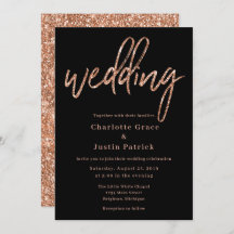 Rose Gold Glitter Wedding Invitations Template