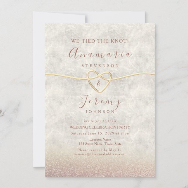 Rose Gold Glitter Wedding Party Invite (Front)