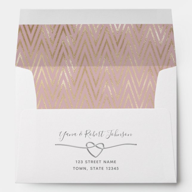 Rose Gold Glitter Wedding Return Address 5x7 Envelope (Back (Bottom))