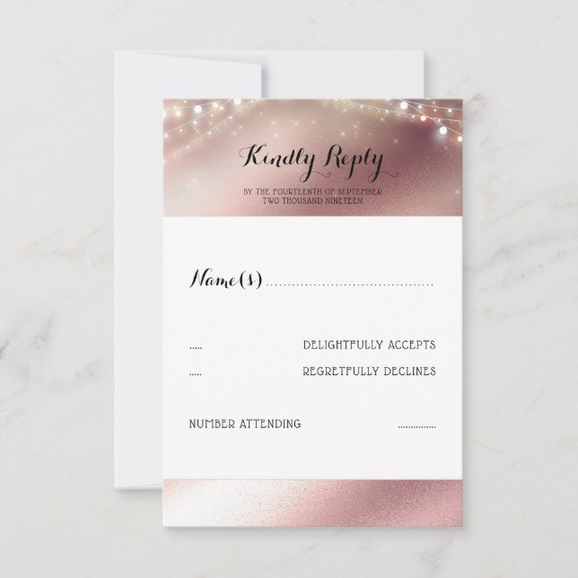 Rose Gold Glitter Wedding RSVP (Front)