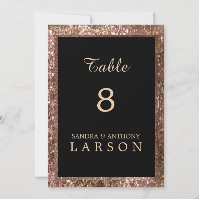 Rose Gold Glitter Wedding Table Numbers (Front)