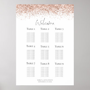Rose Gold Glitter Welcome Script Seating Chart