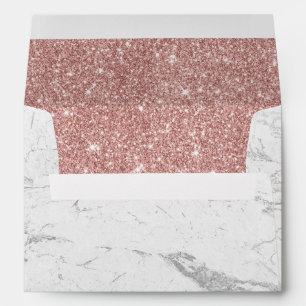 Rose Gold Glitter White Marble Wedding Envelope