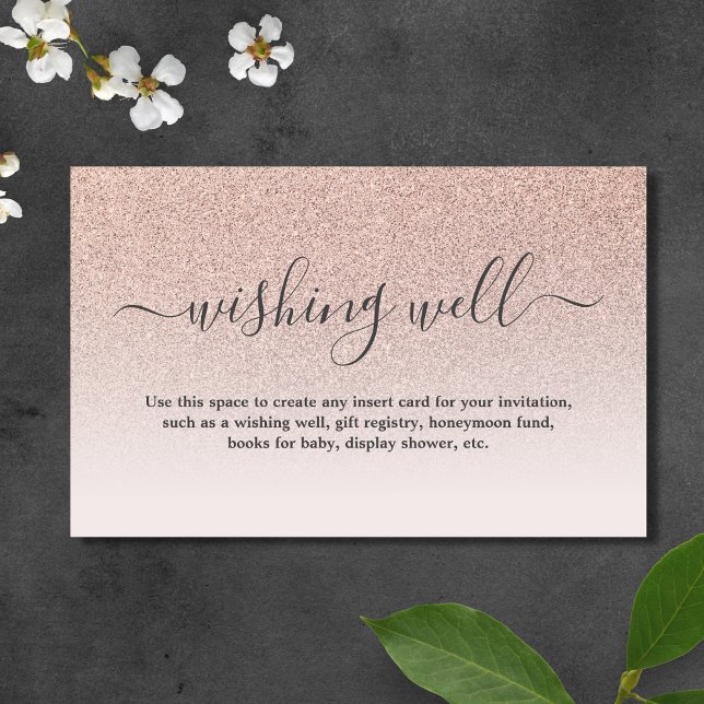 Rose Gold Glitter Wishing Well Wedding Enclosure Card (Creator Uploaded)