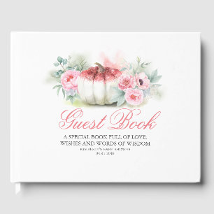 Rose Gold Glitters Pumpkin Fall Baby Shower Guest Book