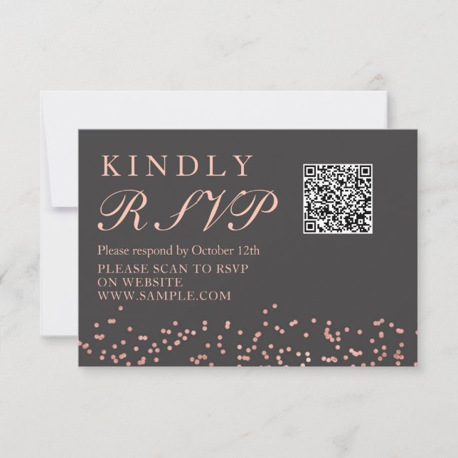 Rose Gold GlitterSurprise Birthday Party Rsvp Card (Front)