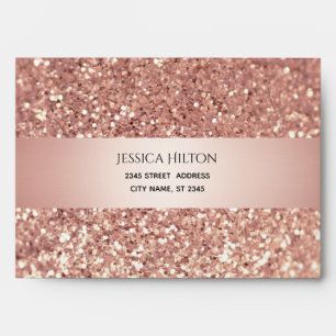 Rose gold Glittery elegant modern stripe envelope