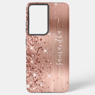Rose Gold Glittery Foil Girly Signature Samsung Galaxy Case