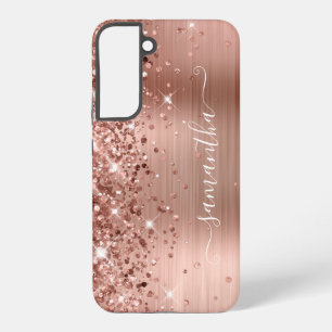 Rose Gold Glittery Foil Girly Signature Samsung Galaxy Case