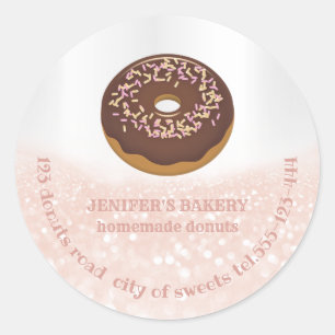 Rose gold glittery homemade doughnuts and sweets classic round sticker