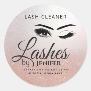 Rose gold glittery makeup eyes lash cleaner classic round sticker