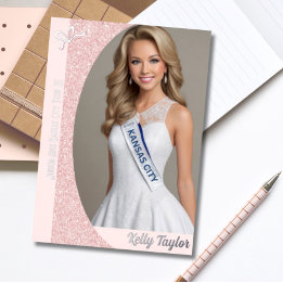 Rose Gold Glitz Foil Autograph Cards for Pageant