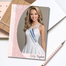 Rose Gold Glitz Foil Autograph Cards for Pageant