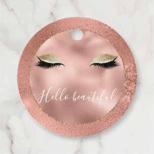 Rose Gold Glitzy Black Eyelashes Favour Tags