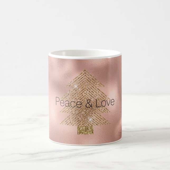 Rose Gold Glitzy Glitter Christmas Tree   Coffee Mug (Center)
