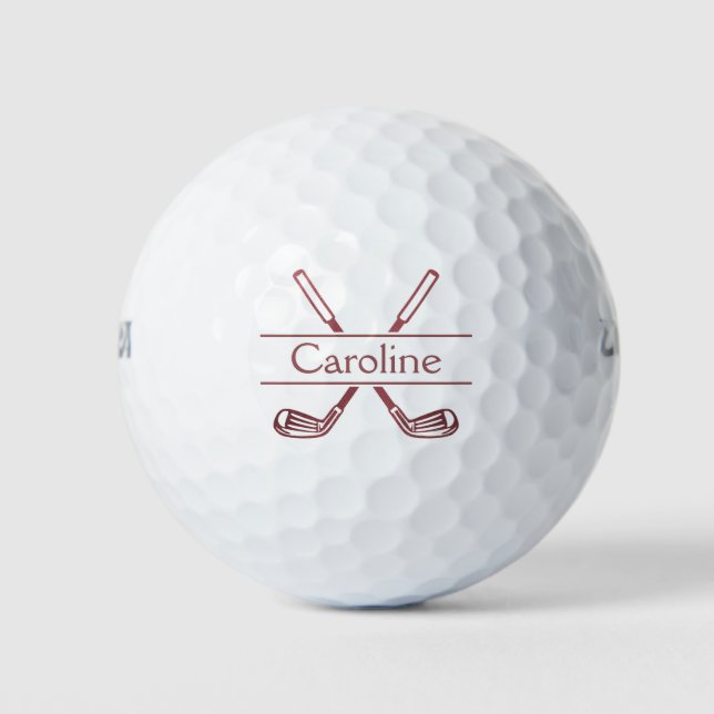 Rose Gold Golf Clubs Monogram Golf Balls (Front)