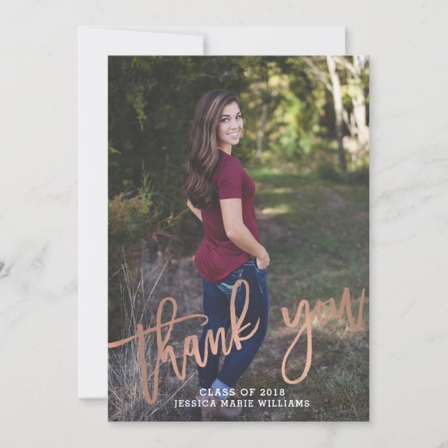 Rose Gold Grad Thank You Cards (Front)