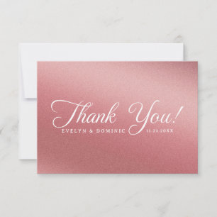 Rose Gold Gradient Modern Minimalist Wedding Thank You Card