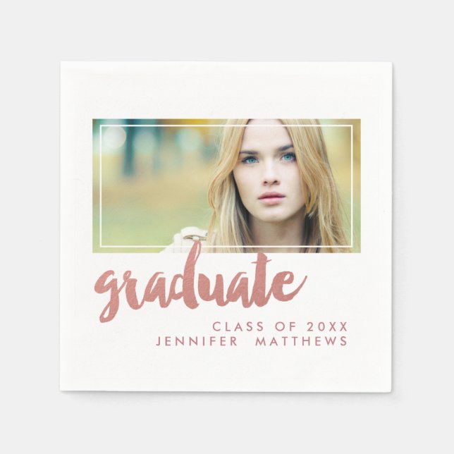 Rose Gold Graduate | Graduation Paper Napkins (Front)