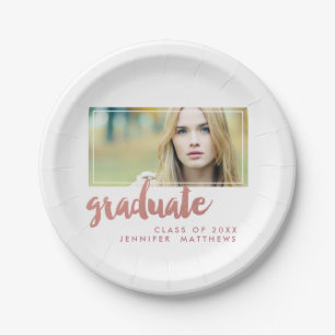 Rose Gold Graduate   Graduation Paper Plate