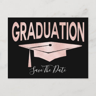 Rose Gold Graduation Cap Save The Date Postcard