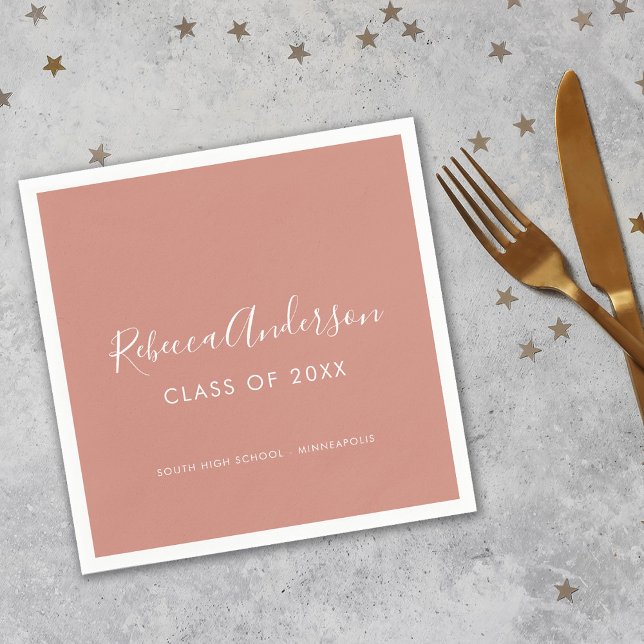 Rose Gold Graduation Class of 2025 Calligraphy Napkin (Creator Uploaded)