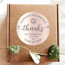 Rose Gold Graduation Modern Thank You Script Heart
