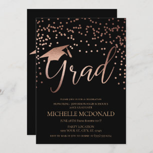 Rose Gold Graduation Party Invitation