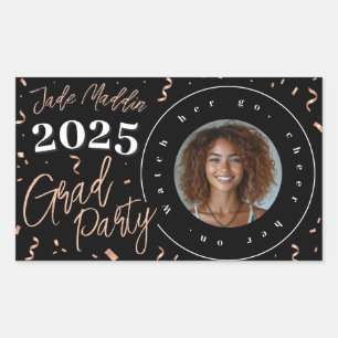 Rose Gold Graduation Photo Confetti Design Sticker